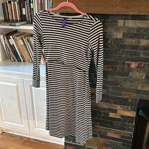 Seraphine Maternity and Nursing Dress Black and Tan Stripes Size 4